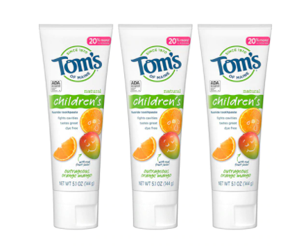 Tom's of Maine Kids Toothpaste Outrageous Orange Mango 5.1oz Each Pack of 3