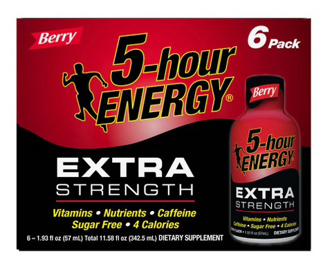 Extra Strength Shots Berry ENERGY 1.93oz 6 pack 5Hour