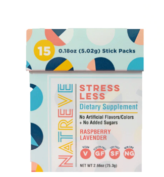 Natreve Stress Less Dietary Supplement Raspberry Lavender  15 Stick Packs