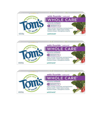 Toms of Maine Whole Care Toothpaste 4 oz 3Pack