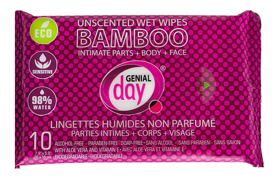 Genial Day Bamboo Wet Wipes Unscented 10 Wipes