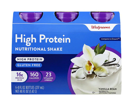 Walgreens High Protein Nutritional Shake Vanilla Bean 8oz  6pk