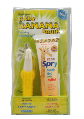 Xlear Spry Kids Baby Banana Brush Kit Strawberry Banana 1 Toothbrush