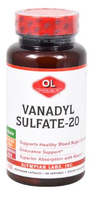 Olympian Labs Vanadyl Sulfate with Niacin  20 mg  100 Vegetarian Capsules