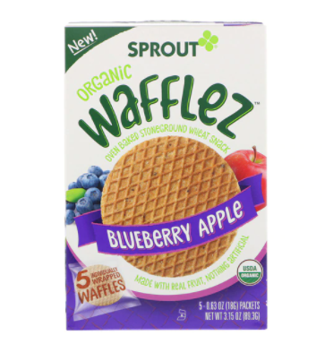 Sprout Organic Baby Food Wafflez Blueberry Apple  5 Pieces