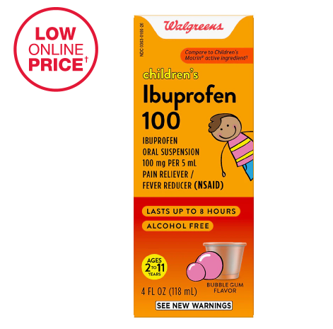 Walgreens Childrens Ibuprofen 100 Oral Suspension Bubblegum 4.0oz