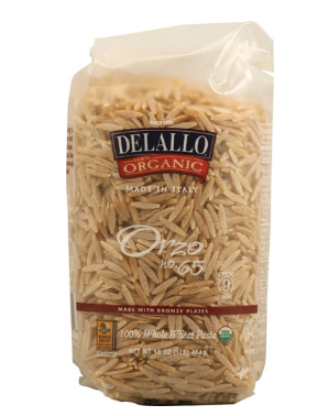 Organic Orzo Pasta Delallo 100 percent 16oz