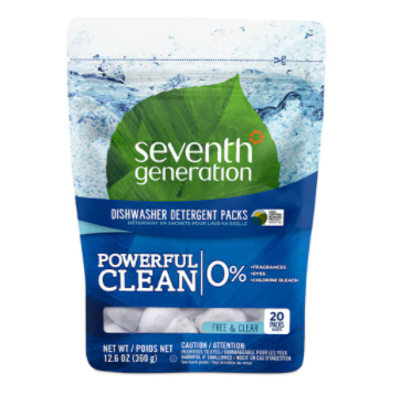 Seventh Generation Dishwasher Detergent Packs Free and Clear  20 Packs