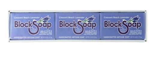 Block Island Block Soap Bar Crescent Beach Lavender 4.5 oz 3 Pack