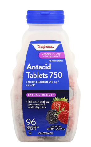 Walgreens Extra Antacid 750 mg 96.0ea