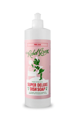 Rebel Green Super Deluxe Dish Soap Pink Lilac  16 fl oz  4 case