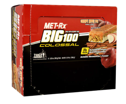 MET Rx BIG 100 Meal Replacement Bar Crispy Apple Pie  9 Bars