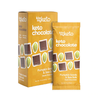 Kiss My Keto Ketogenic Chocolate Pumpkin Seed and Sea Salt 3 oz 4 Bars
