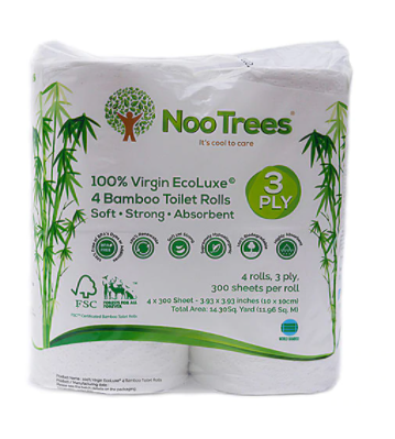 NooTrees 3 Ply Bamboo Toilet Rolls  4 Rolls