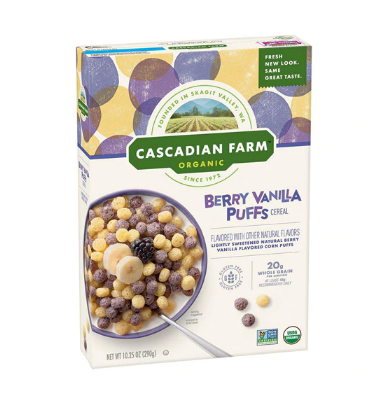 Cascadian Farm Organic Puffs Cereal Berry Vanilla 10.25oz
