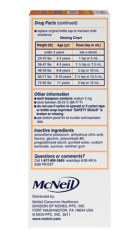 Motrin Ibuprofen Children Kids Medicine Berry 4oz