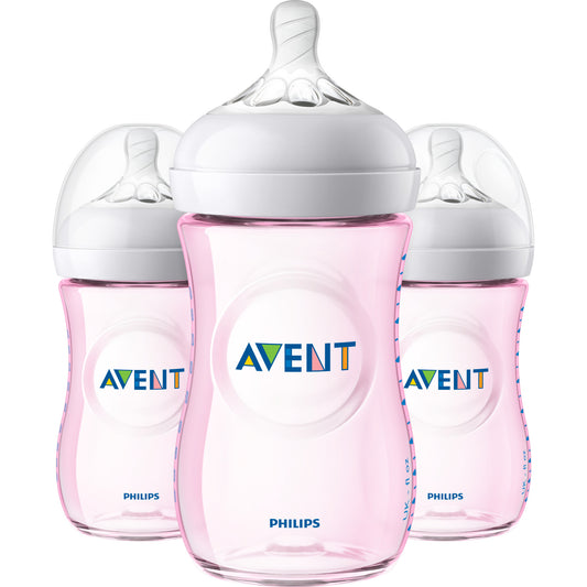 Phillips Avent Natural  Bottles in Pink 9 oz. 3 Pack