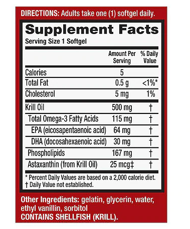 MegaRed Omega 3Krill Oil Extra Strength 500mg 45ct