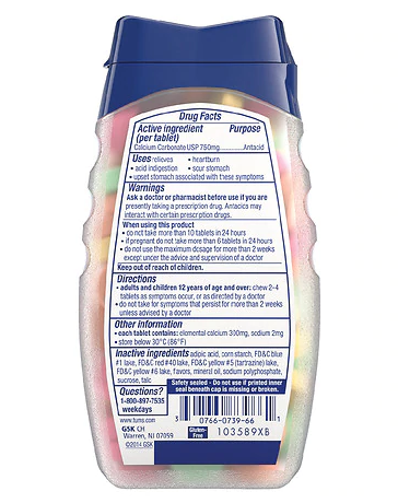 Tums Antacid Chewable Tablets for Heartburn Relief