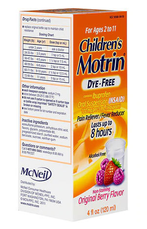 Motrin Ibuprofen Children Kids Medicine Berry 4oz