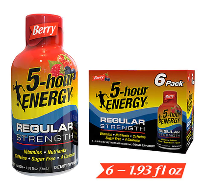 Regular Strength Berry ENERGY Shot 1.93oz 6pk 5Hour