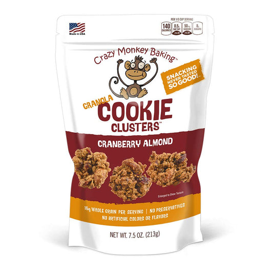 Crazy Monkey Baking Cranberry Almond Granola Cookie Crunch 7.5 oz