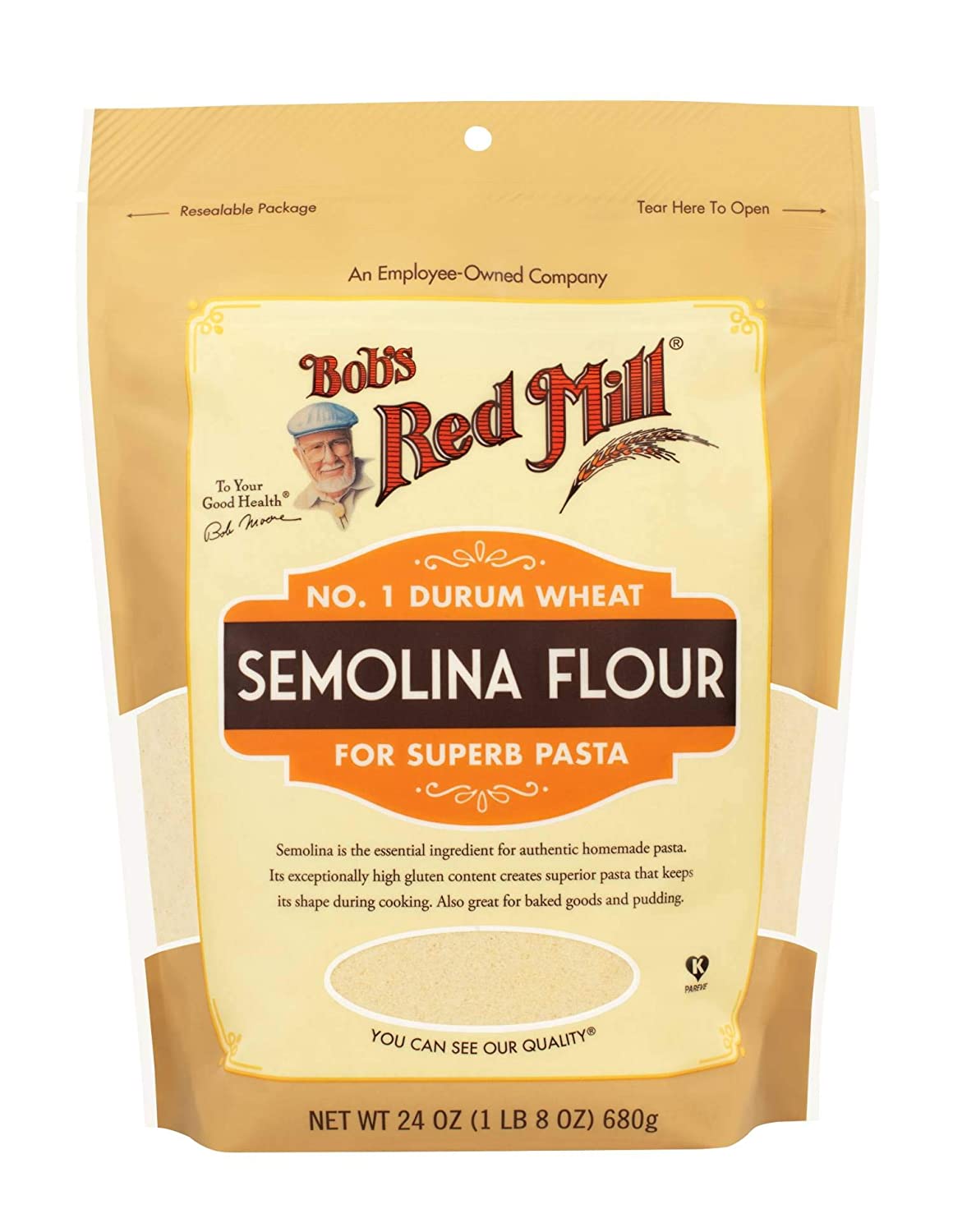 Semolina Flour Resealable Pouch Bobs Red Mill 24oz