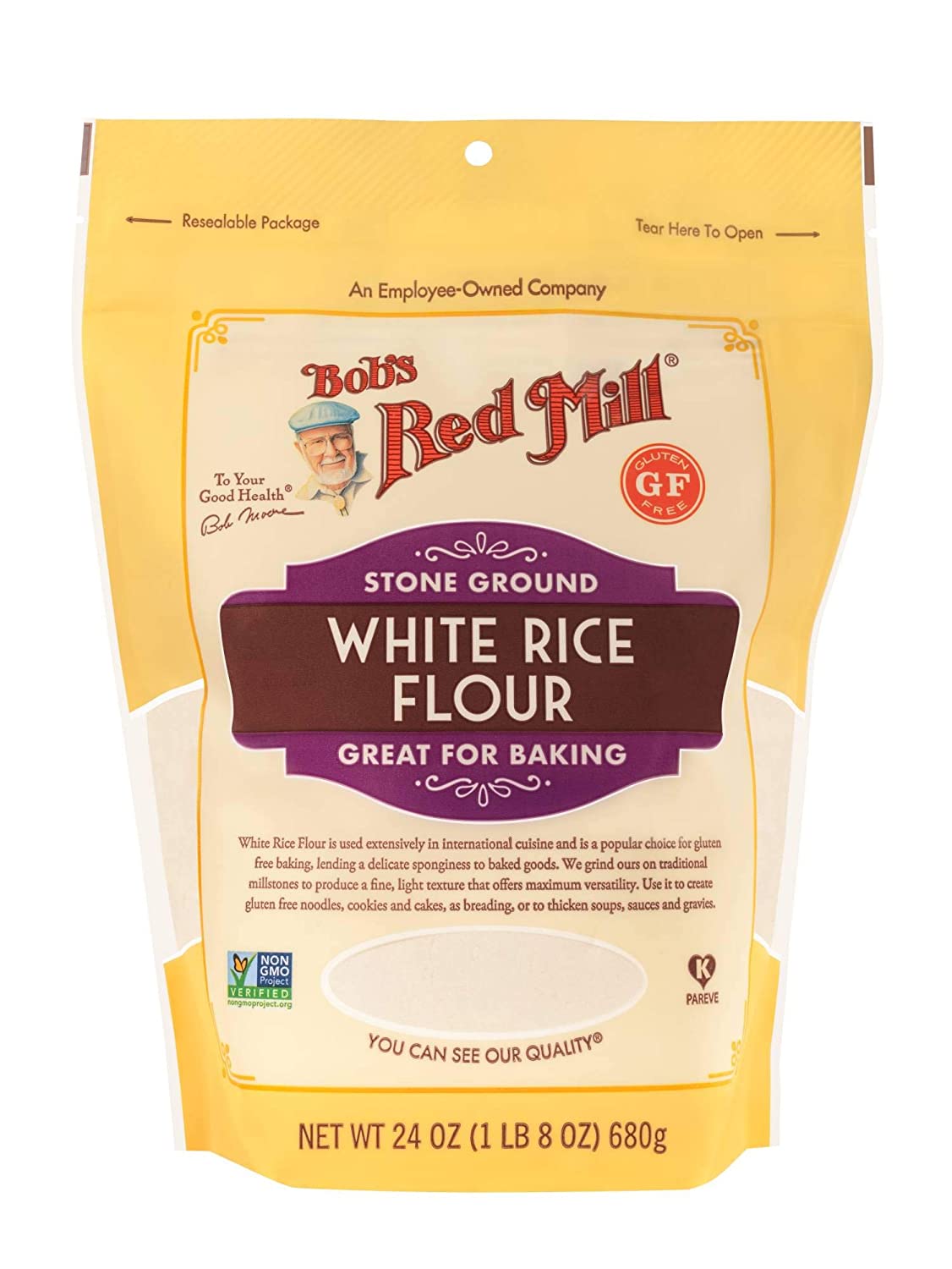 White Rice Flour Resealable Pouch Bobs Red Mill 24oz