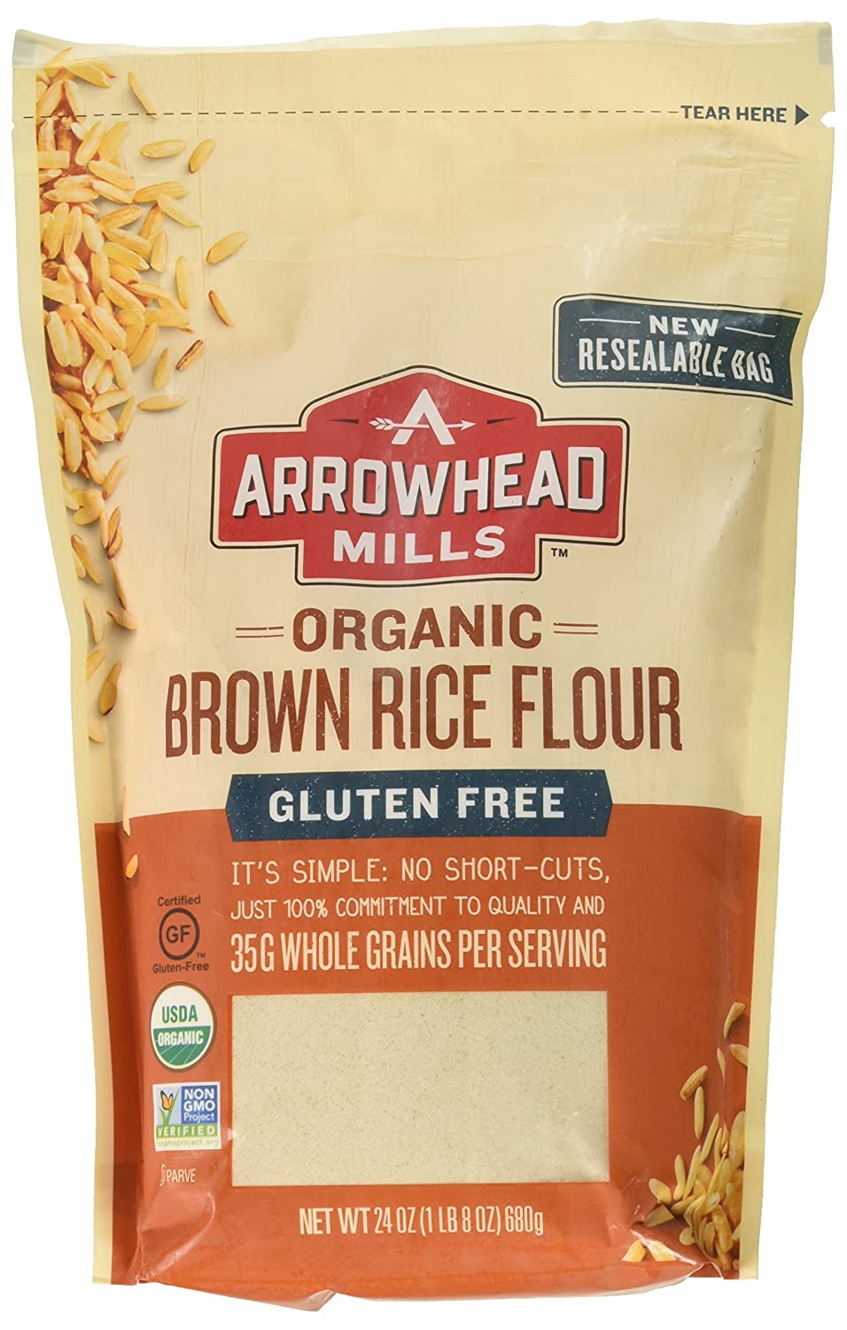 Organic Brown Rice Flour Arrowhead Mills 24oz