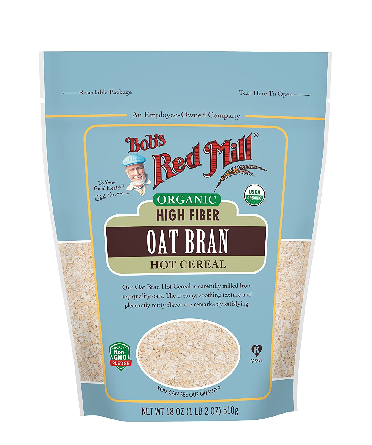 Organic Oat Bran High Fiber Hot Cereal Bobs Red Mill 18oz
