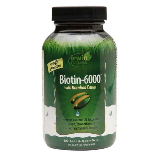 Irwin Naturals Biotin 6000 with Bamboo Extract  60 Liquid Softgels