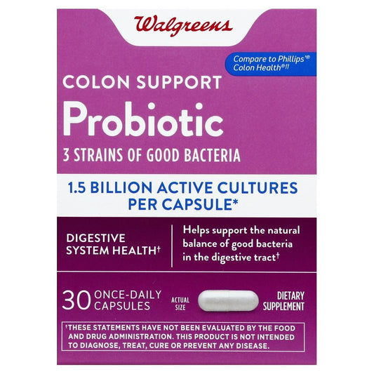 Walgreens Probiotic Colon Support Dietary Supplement Capsules 30.0ea