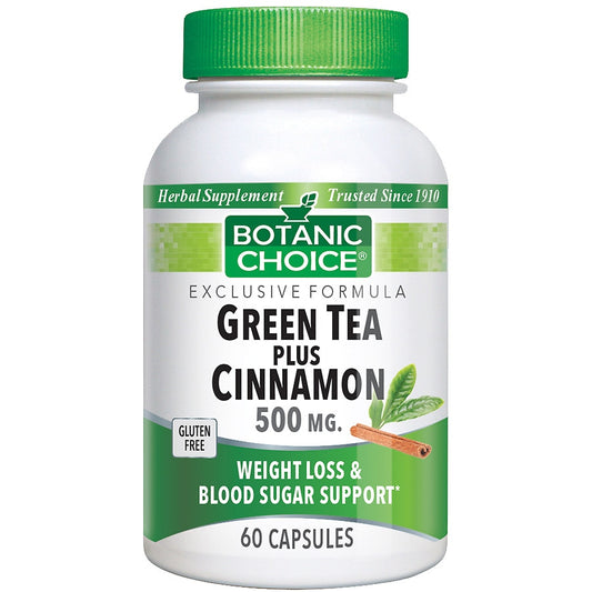 Botanic Choice Green Tea Plus Cinnamon 500mg 60 Ea