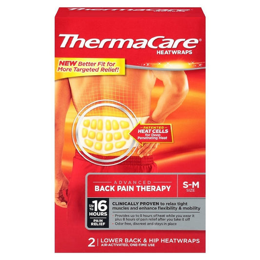 ThermaCare Advanced Lower Back and Hip Pain Therapy Heatwraps Small Medium 2.0ea