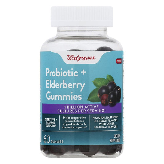 Walgreens Probiotic plus Elderberry Gummies Raspberry Lemonade 60.0ea