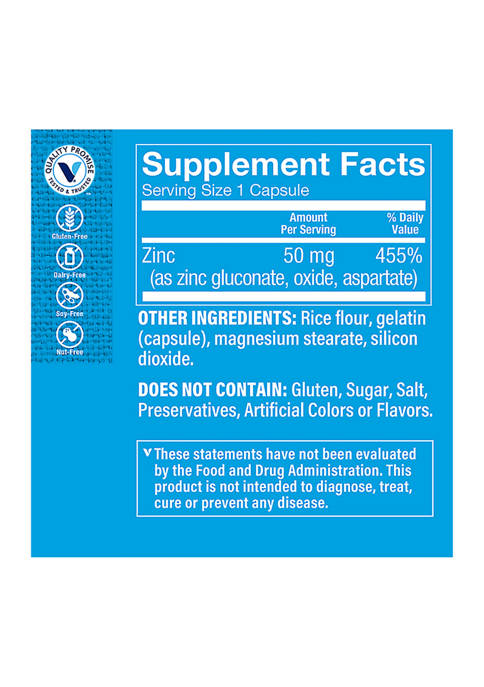 The Vitamin Shoppe Zinc 50 MG 100 Capsules
