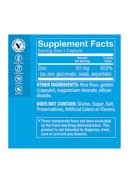 The Vitamin Shoppe Zinc 50 MG 100 Capsules