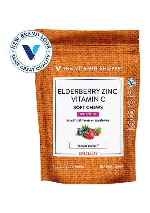 The Vitamin Shoppe Elderberry Zinc and Vitamin C 60 Soft Chews