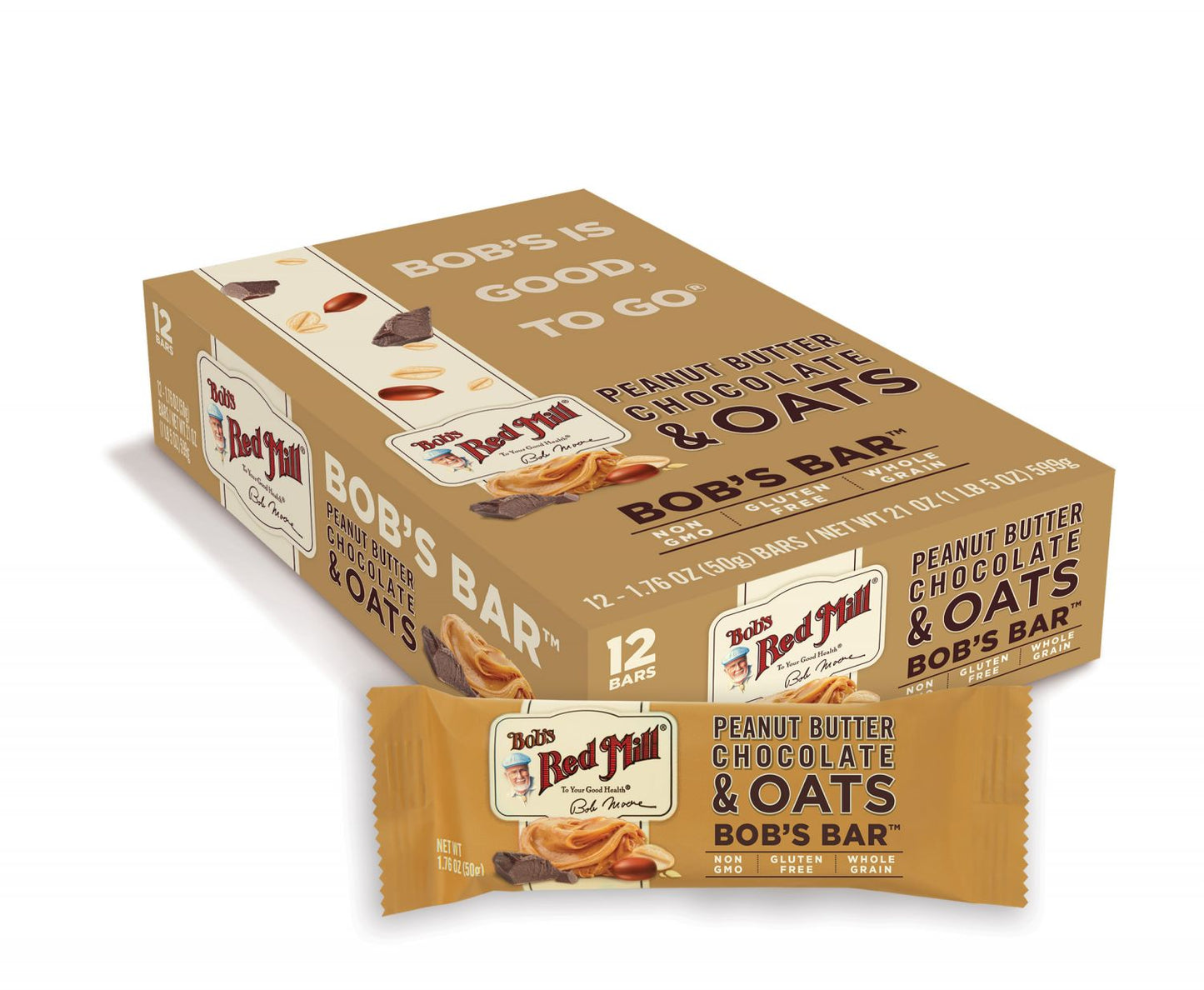 Bobs Red Mill Bobs Bar Peanut Butter Chocolate and Oats  12 Bars
