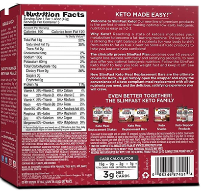 SlimFast Keto Whipped Peanut Butter Chocolate 5Bar