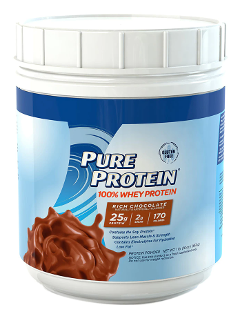 Pure Protein 100percent Whey Protein Powder Rich Chocolate 1 Lb
